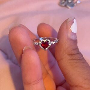 Pandora Elevated Red Heart Ring